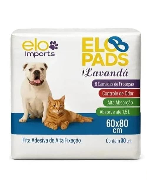 Tapete Higiênico Elo Pads Lavanda 60x80cm - Pacote com 30 Unidades